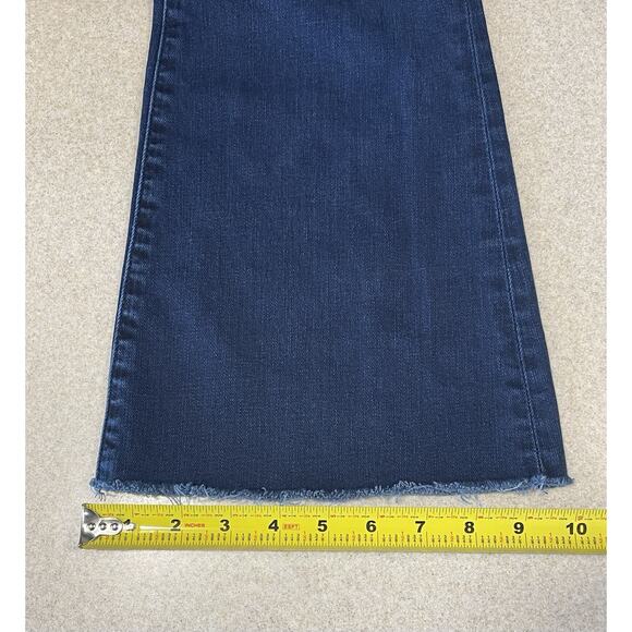 FRAME DENIM Le Crop Flare Dark Wash Blue Jeans Size 28 With Raw Hem - Picture 12 of 12